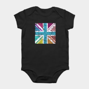 Distressed Sq Union Flag Multicol Baby Bodysuit